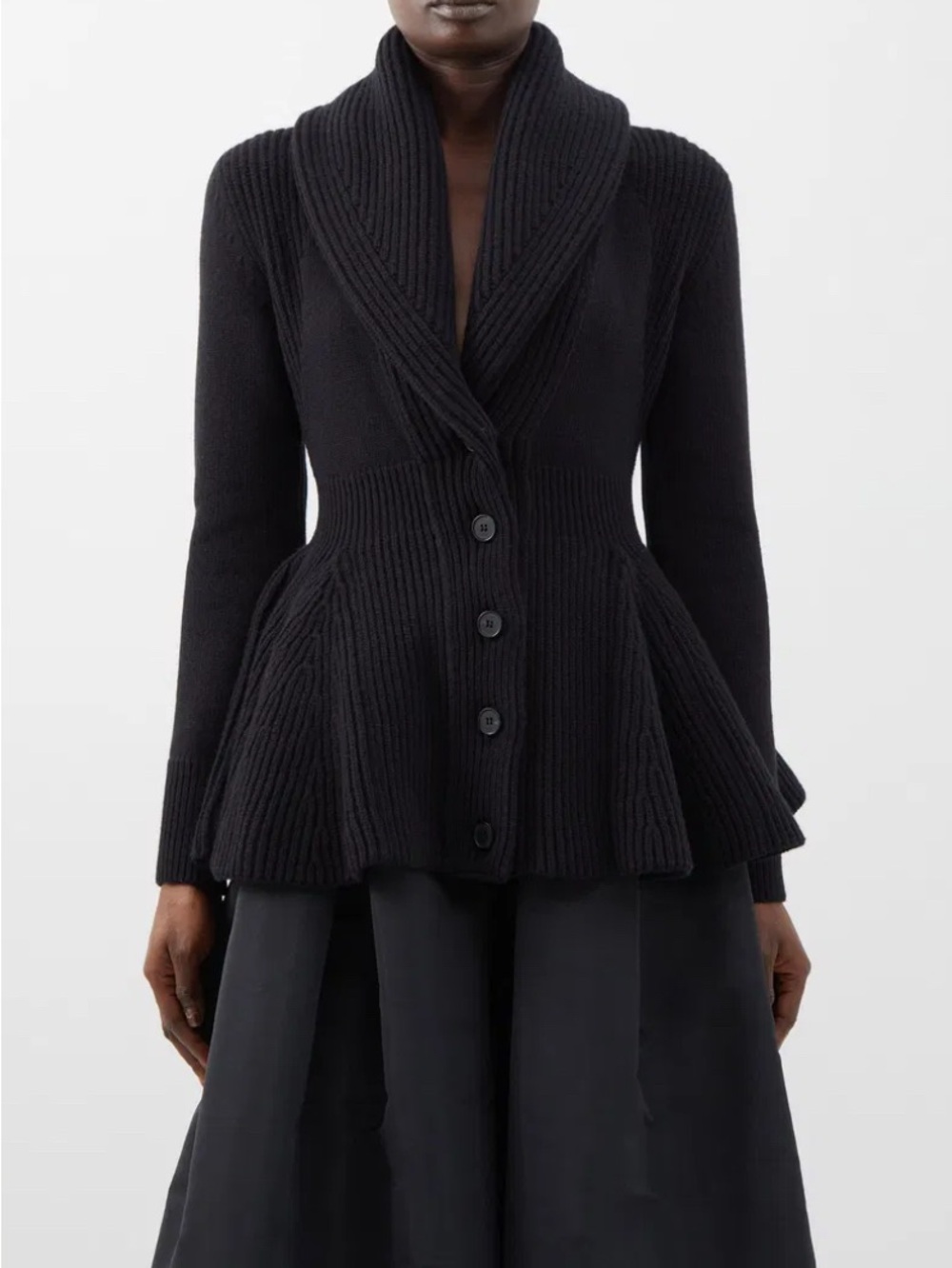 Alexander McQueen Peplum-Hem Wool Cardigan, size M - Picture 7 of 8